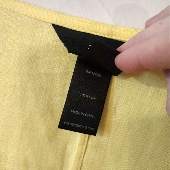 NWT Ali Miles Women's Size XL Solid Yellow Linen Long Tunic Blouse Top - Picture 9 of 11